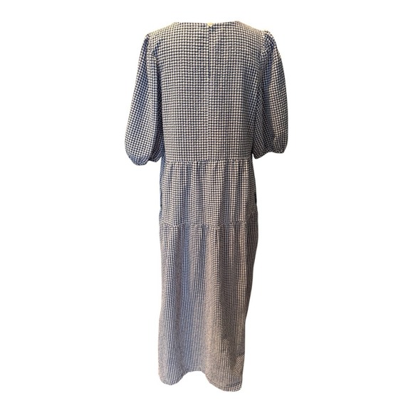 Old Navy Blue White Gingham Cottage Seersucker Tiered Maxi Dress Size L Tall - Picture 3 of 9